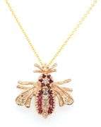 14KT Yellow gold Ruby and diamond bee pendant on chain
