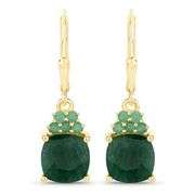 4.5k Emerald in .925 Sterling Silver Earrings with 18K Gold