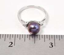 Pearl and Diamond Ring in Sterling Silver