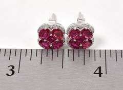 Gorgeous 14K White Gold Pink Topaz Gemstone and Diamond Earrings