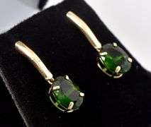 Amazing 10K Yellow Gold Emerald Gemstone Dangle Earrings