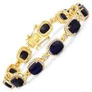 21k Sapphire and White Diamond Sterling Silver Bracelet