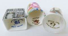 3 Fine Bone China Collectible Thimbles