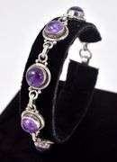 Amethyst Gemstone Chain Link Bracelet in Sterling Silver