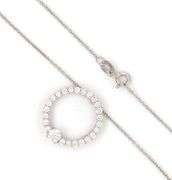 18kt White gold 0.33ct  in 0.75ctw diamond circle pendant on chain