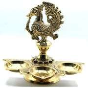 Handmade Solid Brass Peacock Tabletop 3 Tealight Candleholders