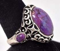 Purple Spiney Oyster Turquoise Gemstone Ring in Sterling Silver