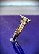 Ladies Sparklin14 Kt Tri-Layered Yellow Gold Plated Rare Marquis Cut Lab Simulated Diamond Ring