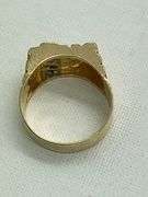 MEN'S CERTIFIED 14K YELLOW GOLD NUGGET RING WITH DIAMONDS AND SAPPHIRES