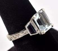 Darling 14K White Gold Blue Topaz and Blue Sapphire Gemstone Ring