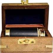 Vintage Brass Pirate Telescope with Wooden Box