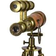 Antique Brass Double Barrel Telescope with Tripod