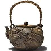 Japanese Dragon and Phoenix Cast Iron Teapot