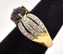 Vermeil Smokey Quartz Gemstone Ring in Sterling Silver