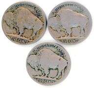 3 Different Buffalo Nickels: 1915, 1916, & 1916-S