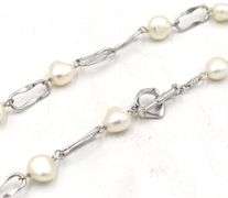 925 Sterling silver pearl link necklace
