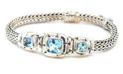 John Hardy Batu Kali triple square station blue topaz bracelet