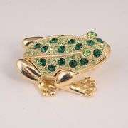 Handcrafted Keren Kopal Gold Frog with Green Crystals