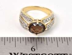 Vermeil Smokey Quartz Gemstone Ring in Sterling Silver