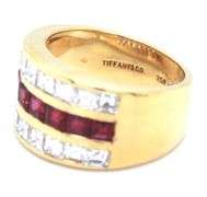 Tiffany & Co 18kt Yellow gold ruby and diamond band