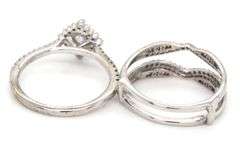 14kt White gold 0.60ctw princess cut diamond engagement ring with diamond wrap