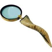 Gold Plated Brass Magnifying Glass with Goat Horn Handle