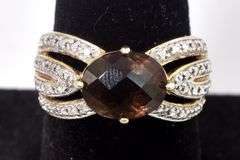Vermeil Smokey Quartz Gemstone Ring in Sterling Silver