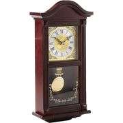 Classic Mahogany Cherry Oak Wall Clock with Brass Pendulum and 4 Chimes