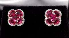 Gorgeous 14K White Gold Pink Topaz Gemstone and Diamond Earrings