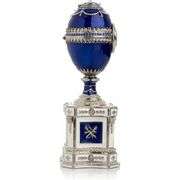 Limited Edition Blue Faberge Egg with Pearl and Clock