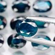 Stunning heated only 7.55ct dark blue Sapphire set