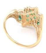 14kt Yellow gold emerald and diamond accent cluster ring