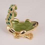 Handcrafted Keren Kopal Gold Frog with Green Crystals