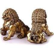 Large Brass Fu Foo Dogs Guardian Lion Statues