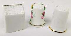 3 Fine Bone China Collectible Thimbles