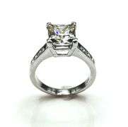 14 K White Gold Plated Huge 5 Ct Princess Cut Lab Simulated Diamond Ring