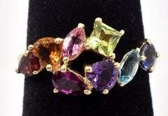 Colorful 14K Yellow Gold Multi-Gemstone Ring