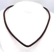 Brown leather necklace with 14kt Yellow gold clasp