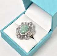 Beautiful 7.75CTW Emerald and White Sapphire Gemstone Ring in Sterling Silver