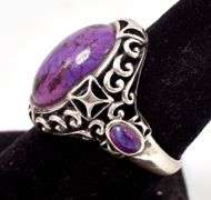 Purple Spiney Oyster Turquoise Gemstone Ring in Sterling Silver