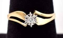 Lovely 10K Yellow Gold Solitaire Diamond Ring