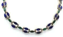Vintage 925 sterling silver Lapis and turquoise necklace