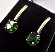 Amazing 10K Yellow Gold Emerald Gemstone Dangle Earrings