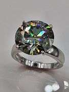 Huge 11.5 Ct VVs1 Ice Blue Lab Simulated Diamond 14 Kt White Gold Plated Ring