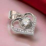 Gorgeous VVs1 White E-F Fire Mossanite Heart Pendant