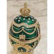 Royal Green Fabergé Style Egg with 24k Gold and Swarovski Diamonds
