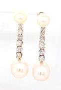 14kt Yellow gold diamond and pearl drop earrings