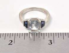 Darling 14K White Gold Blue Topaz and Blue Sapphire Gemstone Ring
