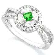 CREATED EMERALD STERLING SILVER RING