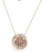 10kt Yellow gold Chocolate and white diamond cluster pendant on chain necklace